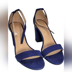Corlina Blue Suede Ankle Strap Block Heels Women's Size 8.5